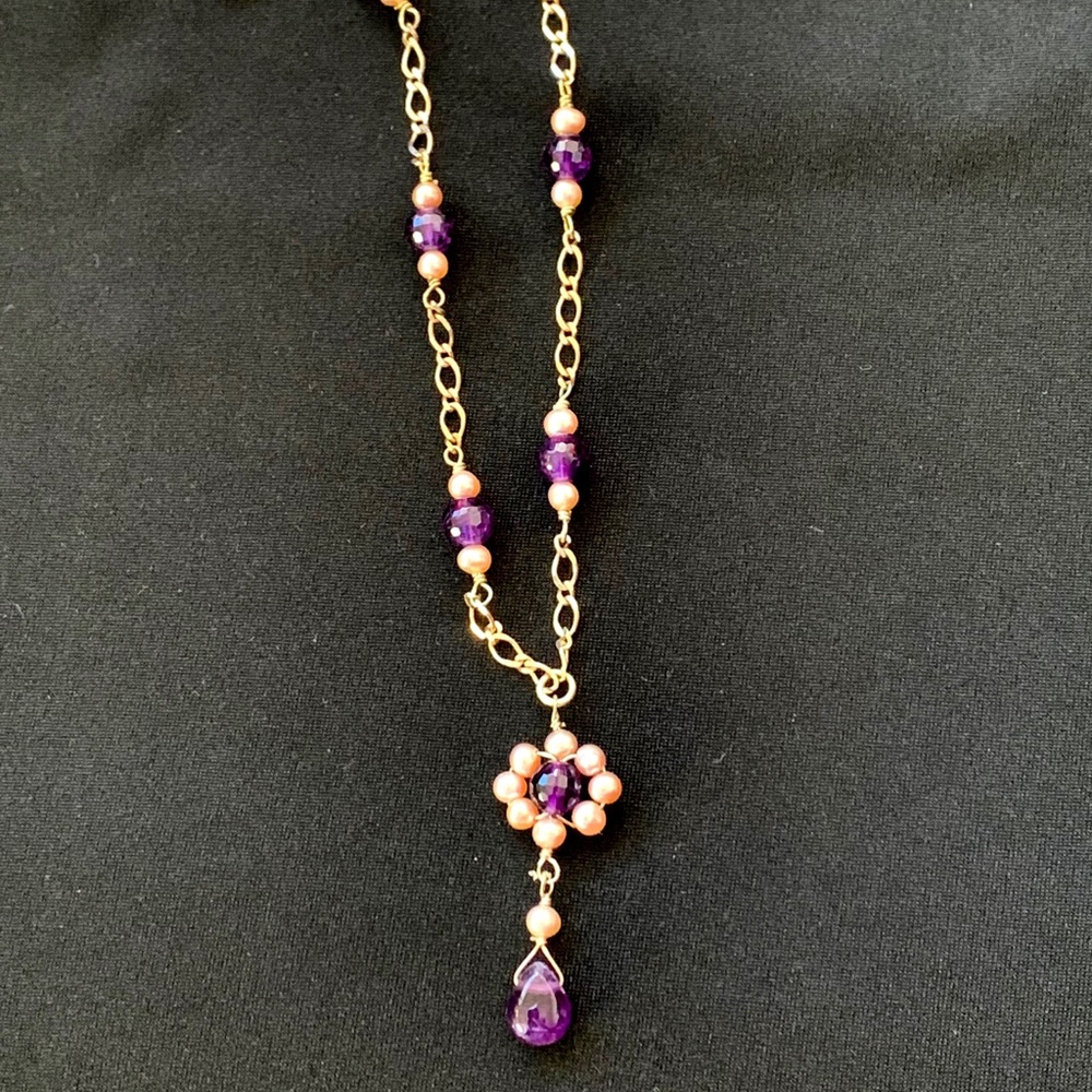 🍃Purple and Silver Necklace Clip Back Earrings